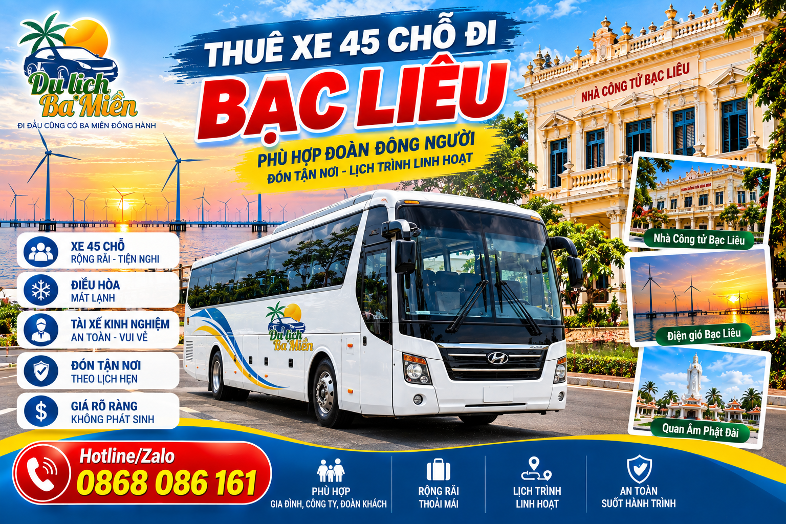 Thuê Xe 45 Chỗ Đi Bạc Liêu