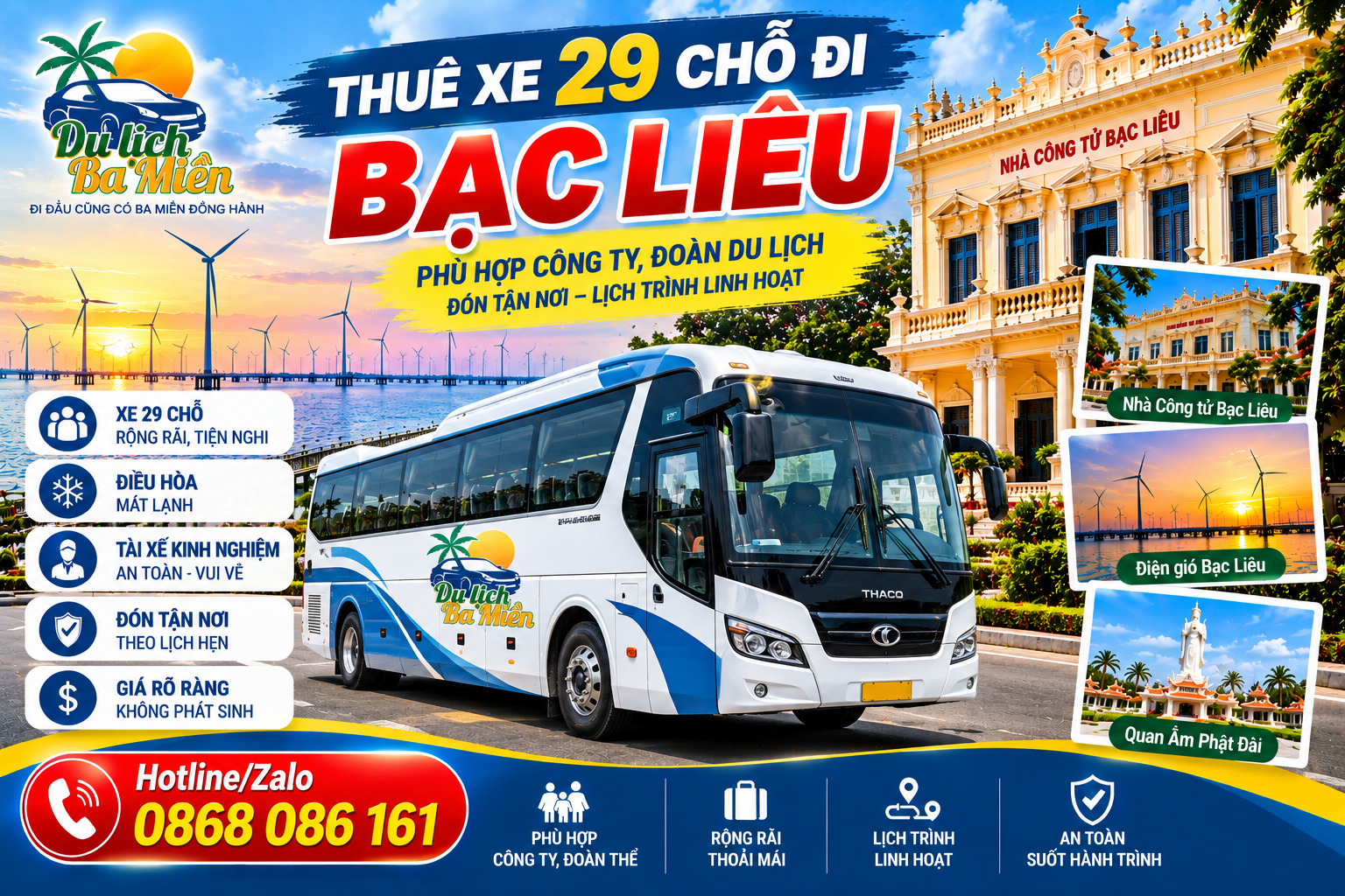 Thuê Xe 29 Chỗ Đi Bạc Liêu
