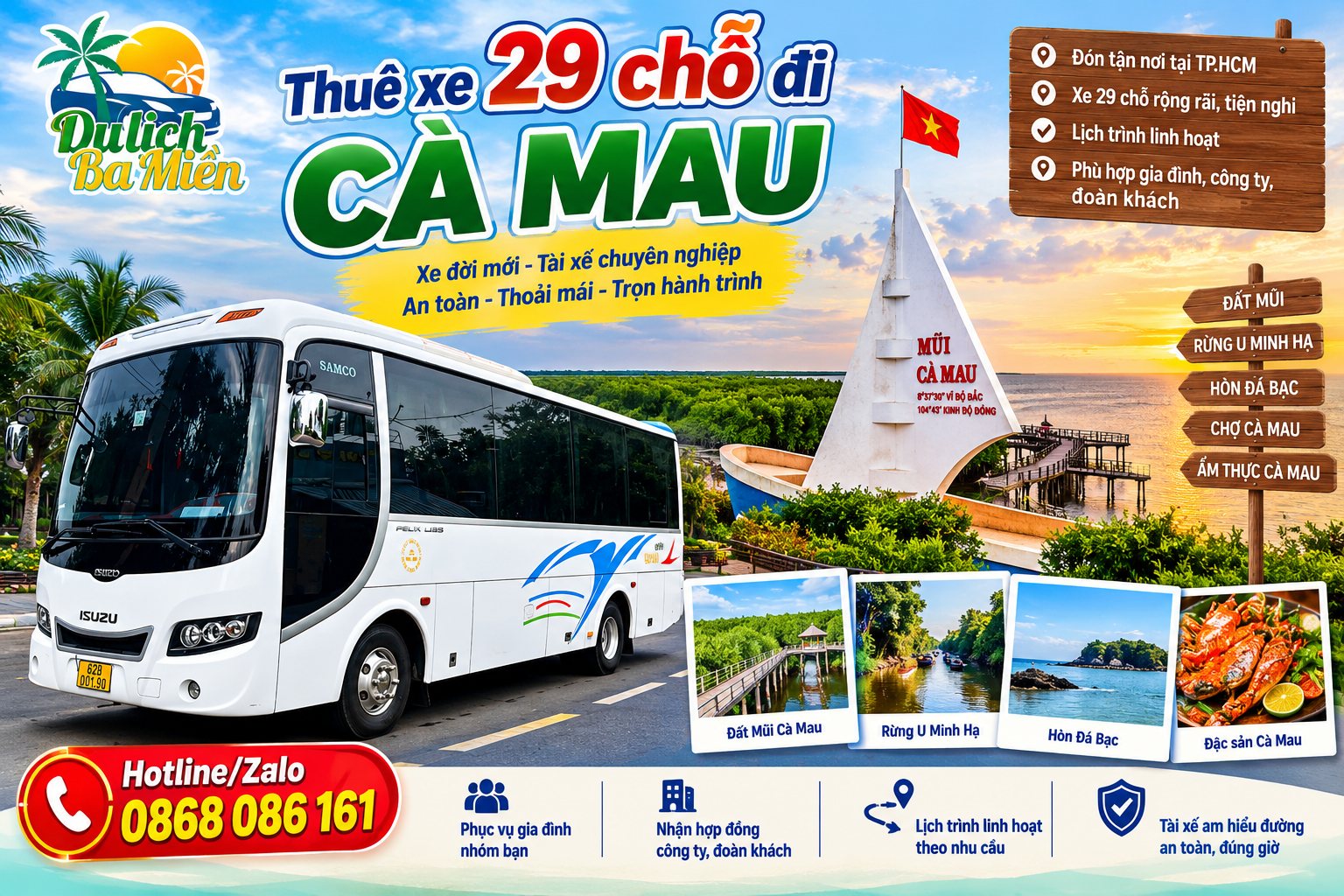Thu&ecirc; Xe 29 Chỗ Đi C&agrave; Mau