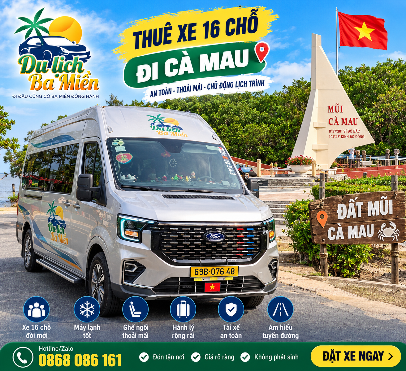 Thuê Xe 16 Chỗ Đi Cà Mau