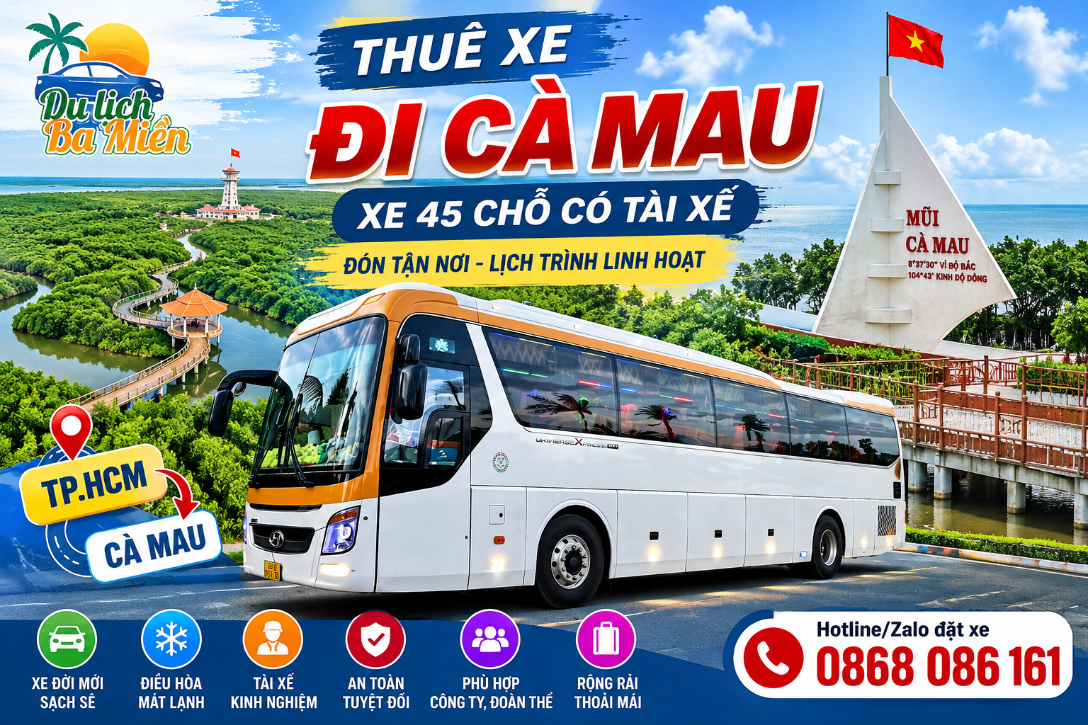 Thuê Xe 45 Chỗ Đi Cà Mau