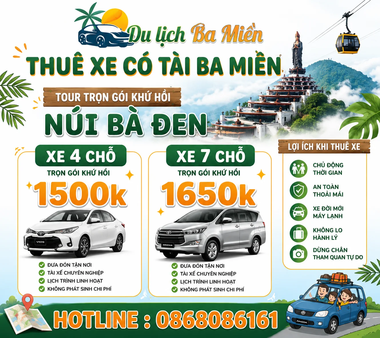 Thuê xe Tân Uyên đi Núi Bà Đen
