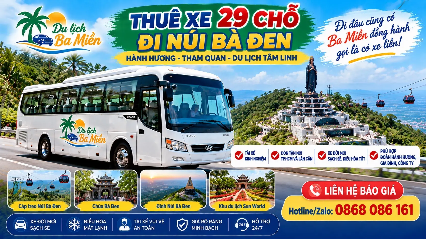 Thuê xe 29 chỗ đi Tây Ninh – Núi Bà Đen
