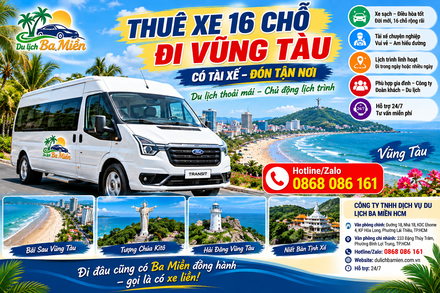 Thuê xe 16 chỗ đi Vũng Tàu