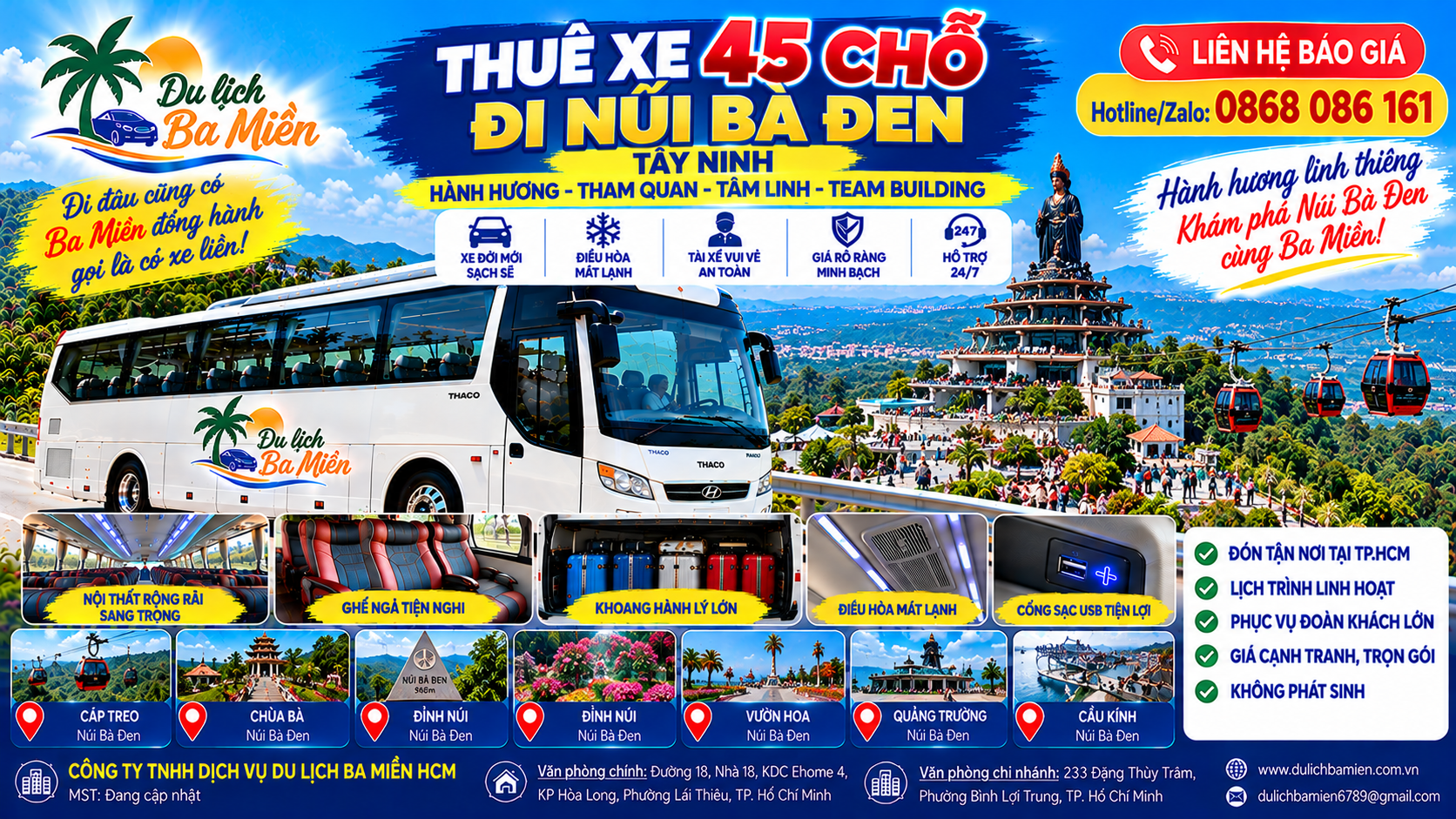 Thuê Xe 45 Chỗ Đi Tây Ninh – Núi Bà Đen