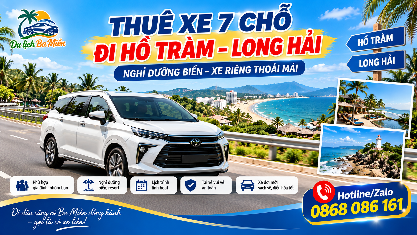 Thuê xe 7 chỗ đi Hồ Tràm – Long Hải