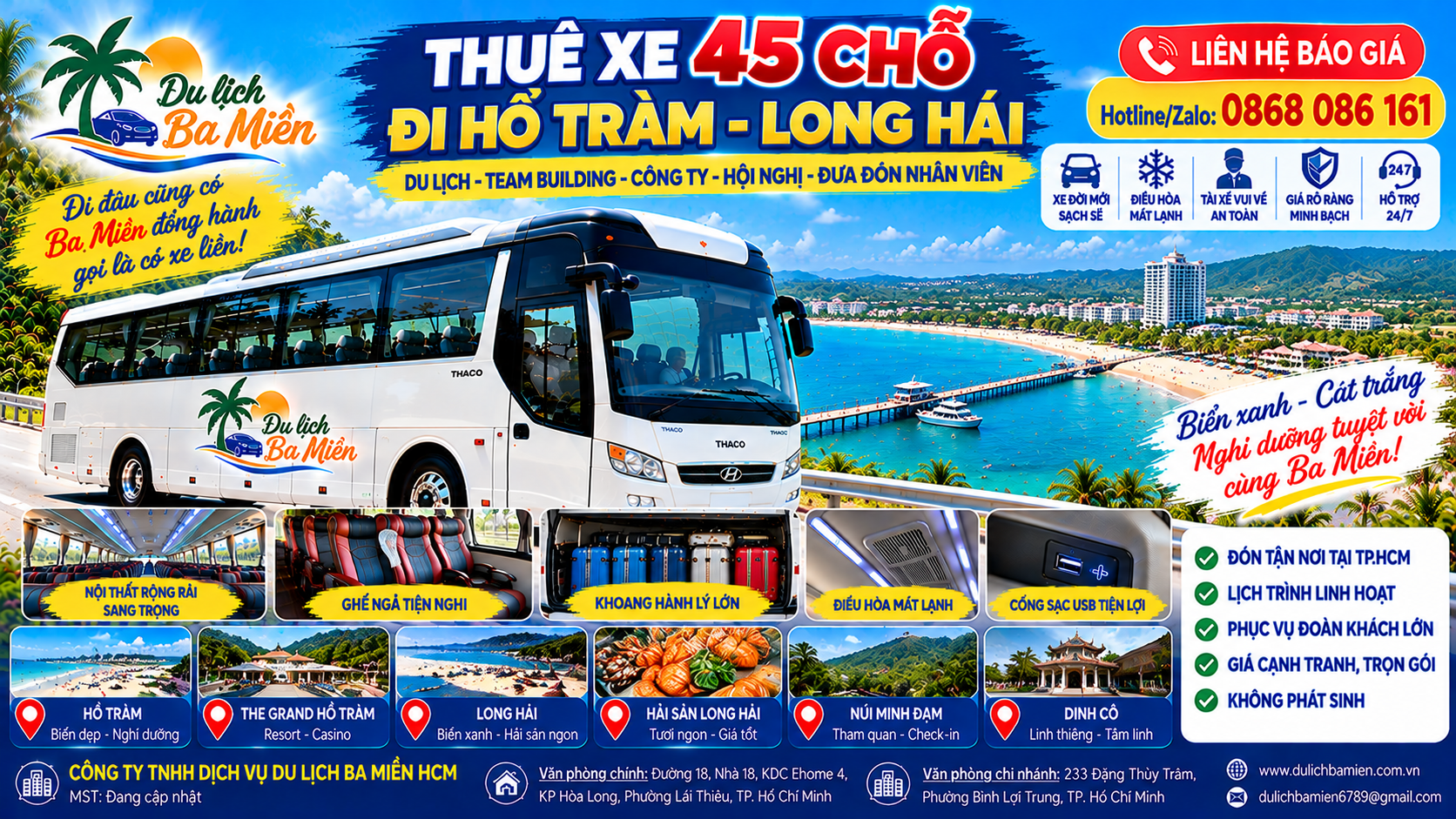 Thuê Xe 45 Chỗ Đi Hồ Tràm – Long Hải