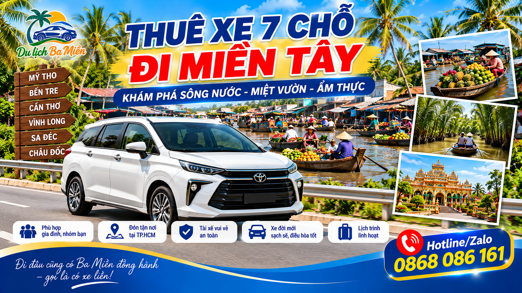 Thuê xe 7 chỗ đi miền Tây
