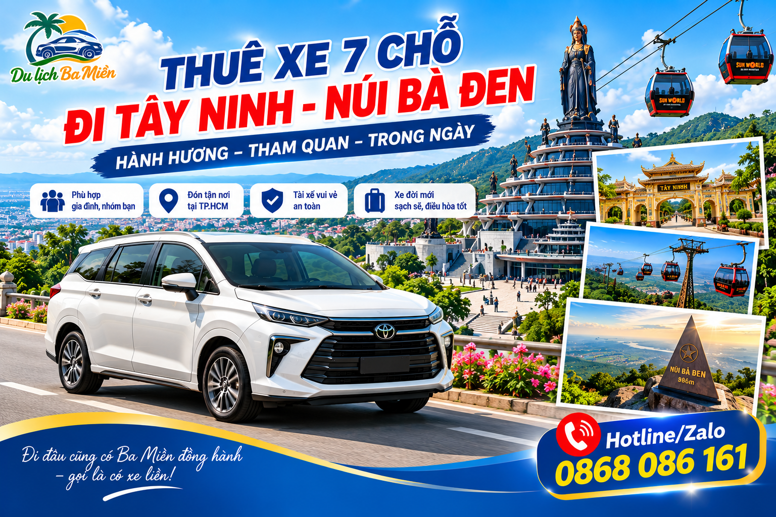 Thuê xe 7 chỗ đi Tây Ninh – Núi Bà Đen